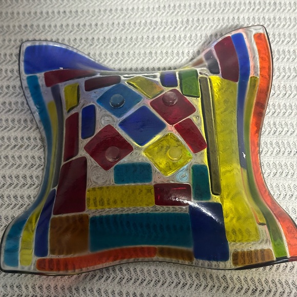 Colorful Mosaic fused Glass Art Plate - Picture 5 of 5